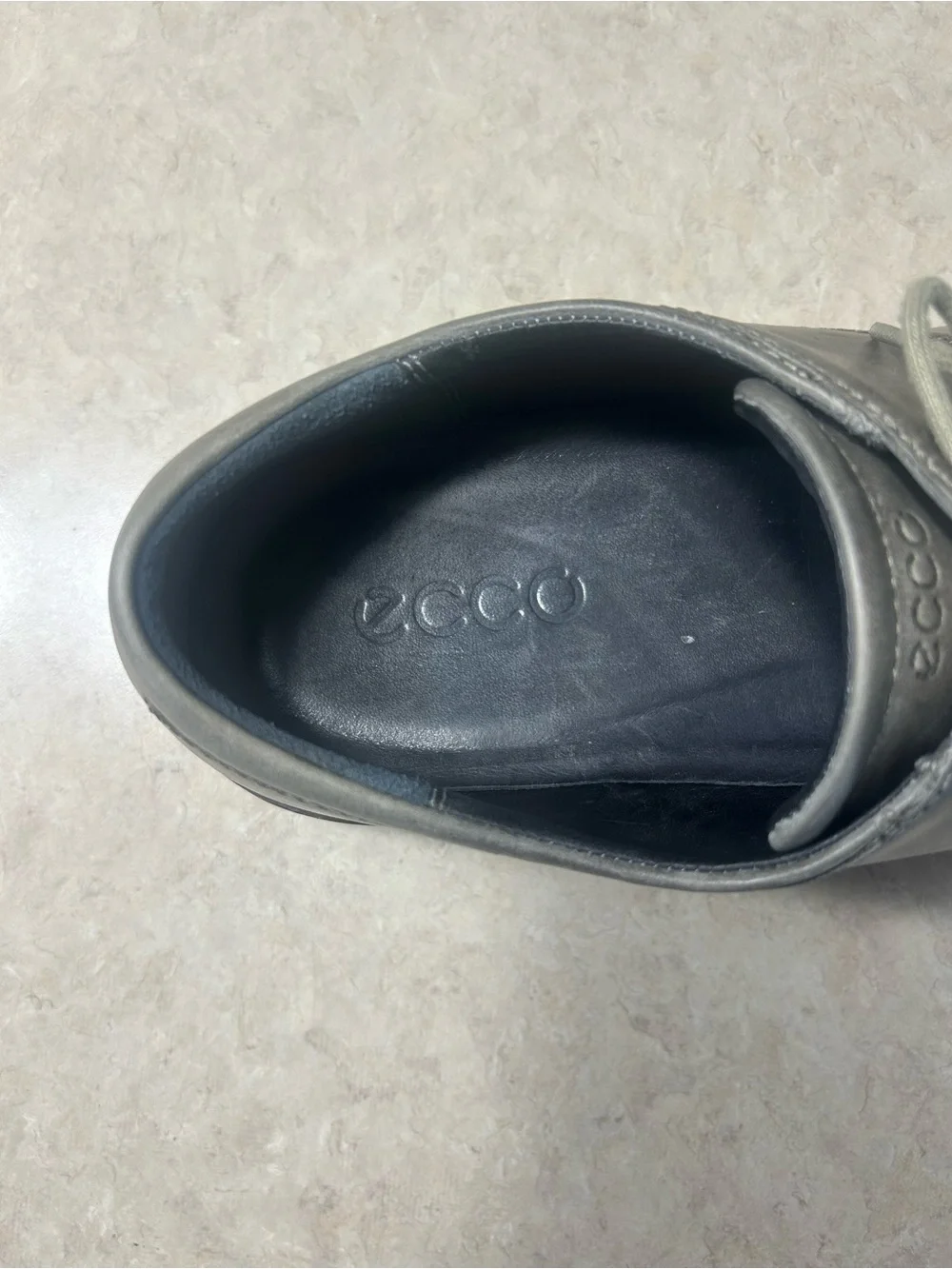 ECCO Men’s Gray Leather Derby Shoes Size 12 Comfort Lace Up Casual Dress